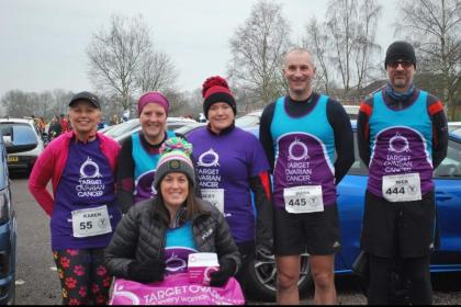 A group of Target Ovarian Cancer fundraisers dressed for a winter event