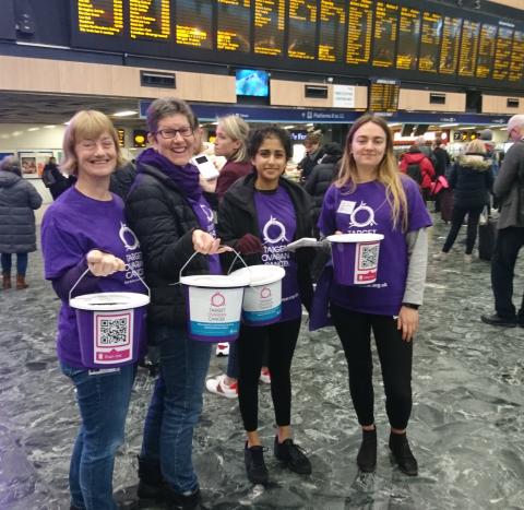 Target Ovarian Cancer volunteers collecting money at Euston station